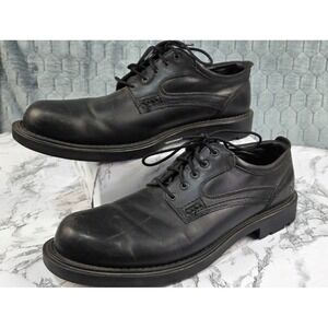 Dunham Shoe Men's 11.5 B Black Leather Lace Up‎ Comfort Round Toe Low Top Block